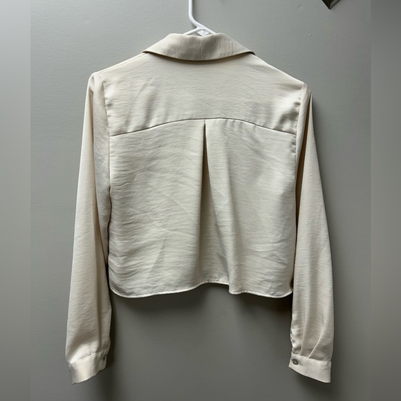 Zara Beige Cropped Satin Blouse - Picture 5 of 5